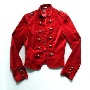 H&M Red Velvet Military Jacket